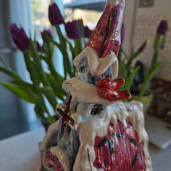 Christmas Church Peace on Earth Ceramic Candle Lit Cobblestone Village 2001 VTG - Picture 6 of 11